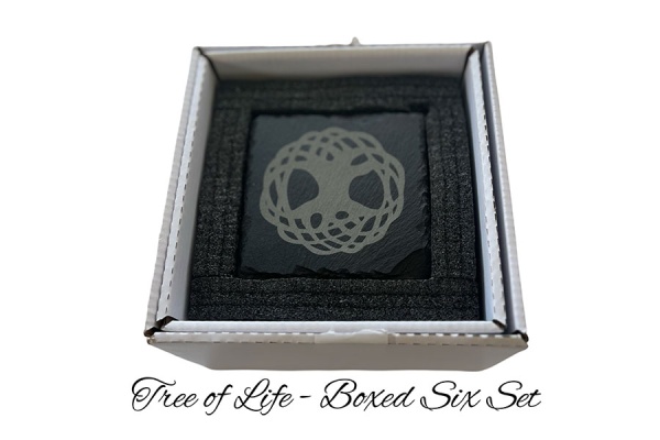 Tree of Life Slate Coaster - boxed 6 pack