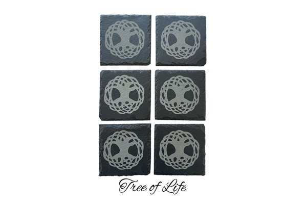 Tree of Life Slate Coaster - 6 pack