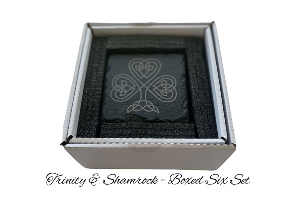 Trinity & Shamrock Slate Coaster - boxed 6 pack
