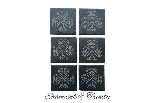 Trinity & Shamrock Slate Coaster - 6 pack