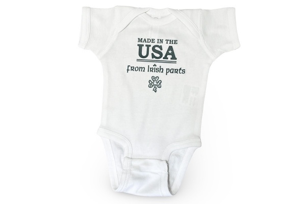 Made in the USA with Irish Parts Baby Onesie - White