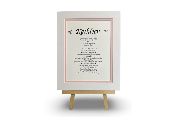 Baby Girls 400 SET - First Name Origin & Meaning 8x10 White Over Pink