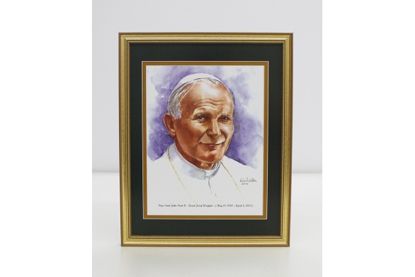Religious/pope-saint-paul-ii-framed-watercolor-print-11x14
